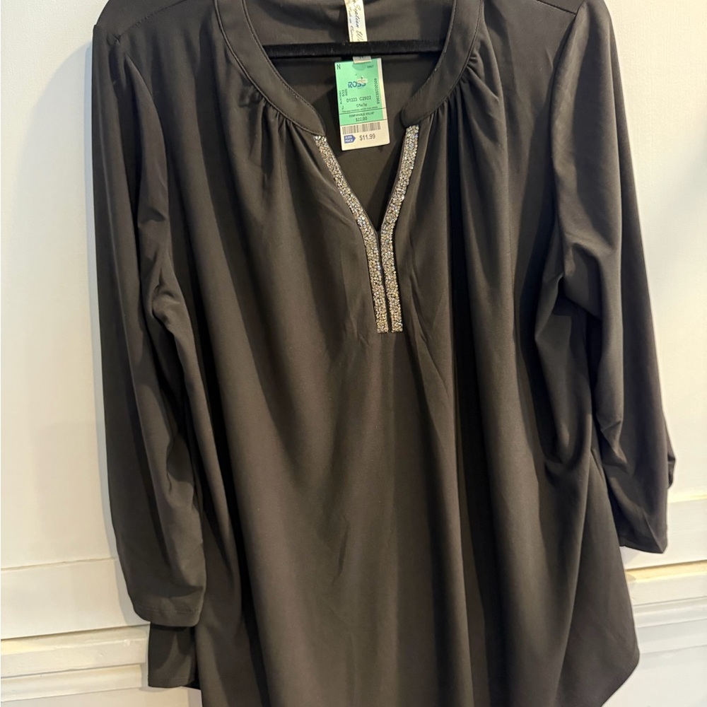 Black Top with Rhinestone Trim